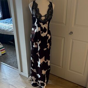 Elegant Black and White Lace Dress cow print new medium